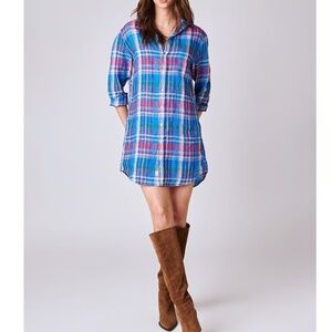 $298 Unworn Frank & Eileen Mary Plaid Linen Shirt Dress